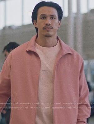 Andrew's pink jacket and tee on Insecure