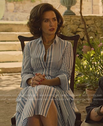 Conchita Calafat's blue striped shirtdress on White Lines