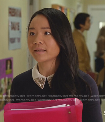 Inez's navy embellished collar sweater on Legends of Tomorrow