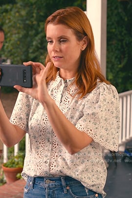 Maddie's white floral eyelet top on Sweet Magnolias