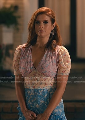 Maddie's mixed floral print mini dress on Sweet Magnolias