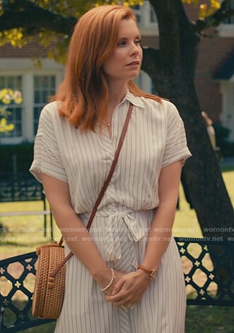 Maddie's white striped shirtdress on Sweet Magnolias