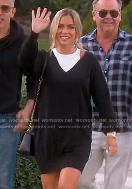Teddi's black layered sweater dress on The Real Housewives of Beverly Hills