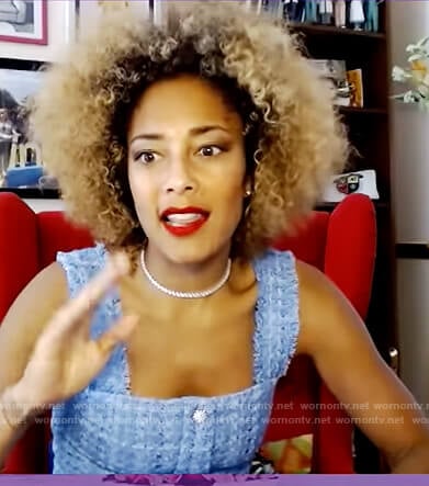 Amanda's blue tweed dress on The Real