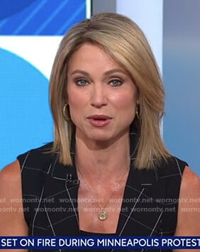 Amy's windowpane check vest and pants on Good Morning America