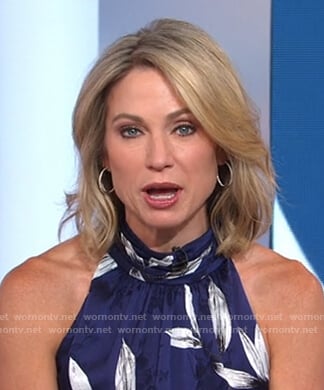 Amy's blue floral halter dress on Good Morning America