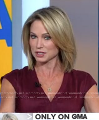 Amy's burgundy v-neck dress on Good Morning America
