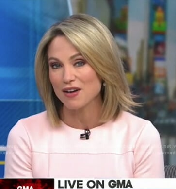 Amy's pink short sleeve dress on Good Morning America