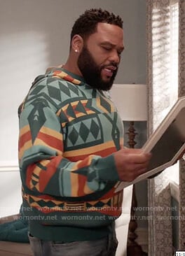 Andre's green geometric print hoodie on Black-ish