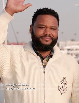 Andre's white anchor sweater on Black-ish