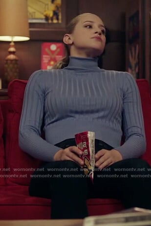 Betty's blue ribbed turtleneck sweater on Riverdale