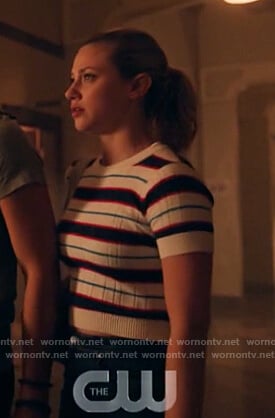 Betty's white striped short sleeve top