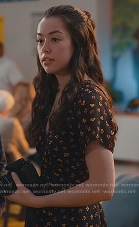 Annie's black floral mini dress on Sweet Magnolias