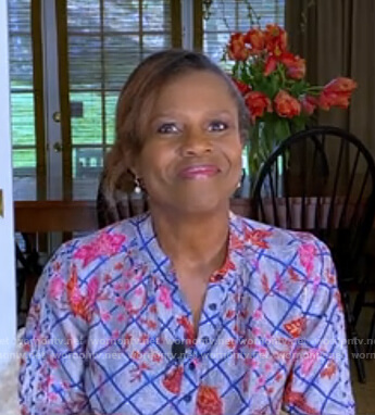 Deborah's blue floral blouse on Good Morning America