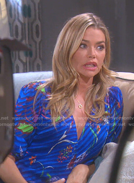 Denise's blue floral top on The Real Housewives of Beverly Hills