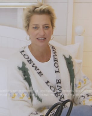Dorinda's white patterned cardigan on The Real Housewives of New York City