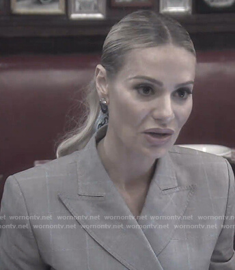 Dorit's grey check asymmetric blazer on The Real Housewives of Beverly Hills