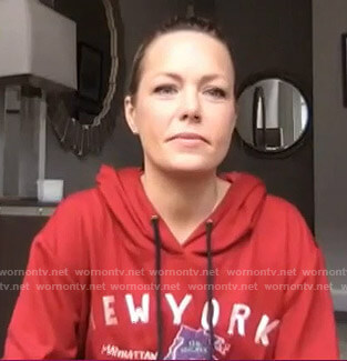 Dylan's red New York Hoodie on Today
