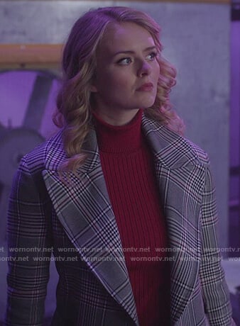 Eve's gray plaid trench coat on Supergirl