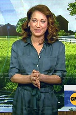 Ginger's green satin romper on Good Morning America