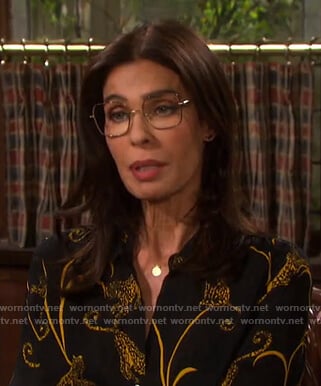 Hope's black animal print blouse on Days of our Lives