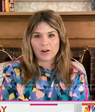 Jenna's blue geometric print blouse on Today