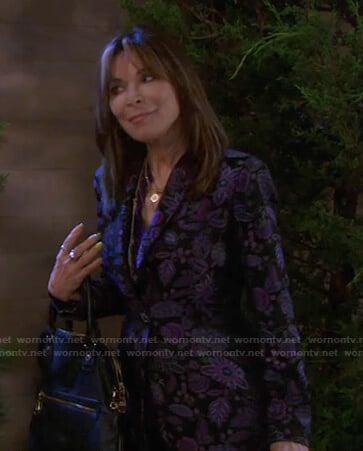 Kate's purple floral jacquard blazer on Days of our Lives