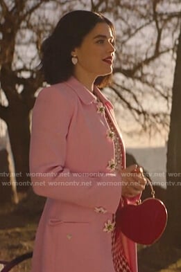 Katy's pink floral button coat on Katy Keene