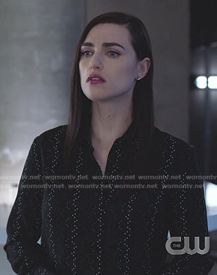 Lena's black print shirt on Supergirl