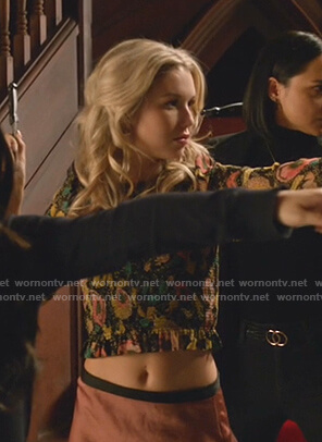 Lisa's floral smocked top on Legends of Tomorrow