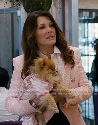 Lisa Vanderpump's pink tweed blazer on American Housewife