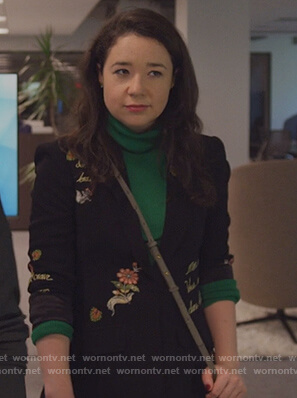 Marissa's black embroidered blazer on The Good Fight