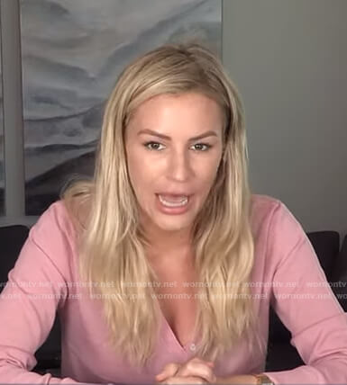 Morgan's pink sweater on E! News Nightly Pop