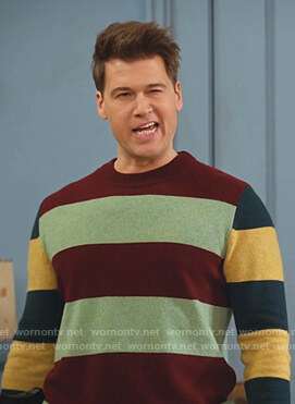 Nate's multicolor striped sweter on Legends of Tomorrow