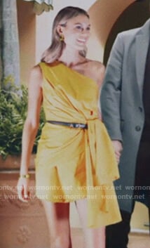 Noa's yellow drape one shoulder top on The Baker and the Beauty