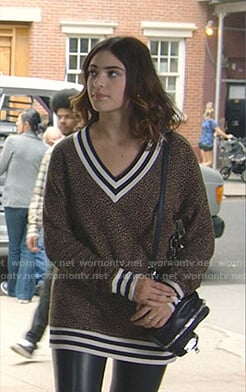 Olive's leopard print varsity sweater on Manifest