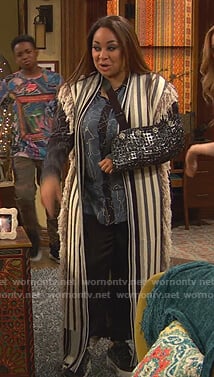 Raven's striped fringe long vest on Ravens Home