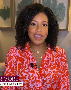 Sheinelle's pink and red printed blouse on Today