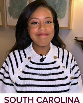 Sheinelle's white striped ribbed sweater on Today