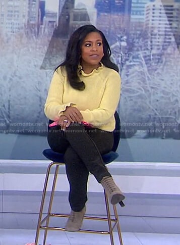 Sheinelle's yellow ruffled sweater on Today