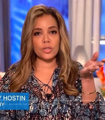 Sunny's black floral lace blouse on The View