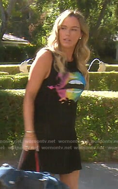 Teddi's black lip print mini dress on The Real Housewives of Beverly Hills
