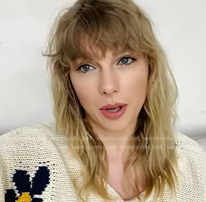 Taylor Swift's white floral sweater on Good Morning America