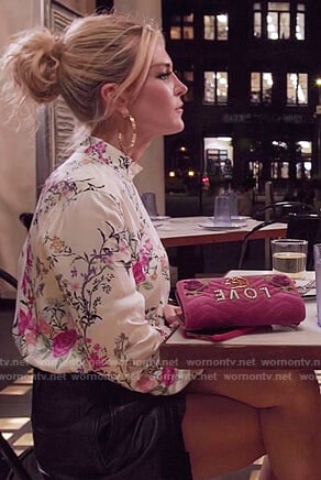 Sonja's velvet Love Gucci bag on The Real Housewives of New York City