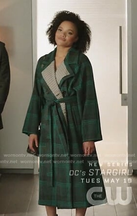 Vanessa's green plaid wrap coat on Dynasty