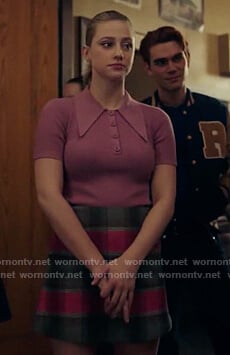 Betty's pink polo and plaid mini skirt on Riverdale