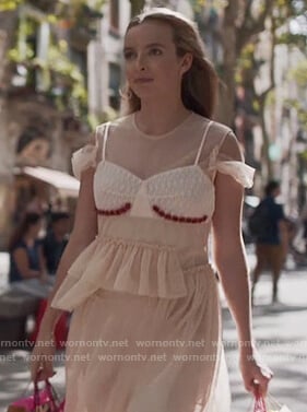 Villanelle's sheer embellished dress on Killing Eve