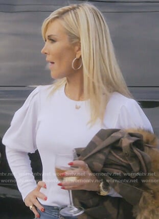 Tinsley's white puff shoulder top on The Real Housewives of New York City