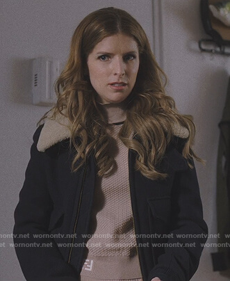 Darby's navy jacket and Fendi beige sweater on Love Life