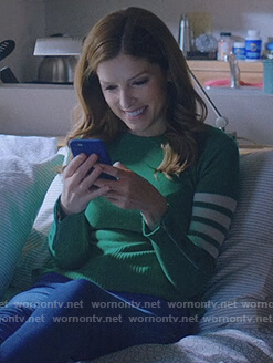 Darby's green stripe sleeve sweater on Love Life